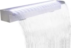 Vierkant Watervalornament Met LEDs Voor De Vijver RVS 90 Cm